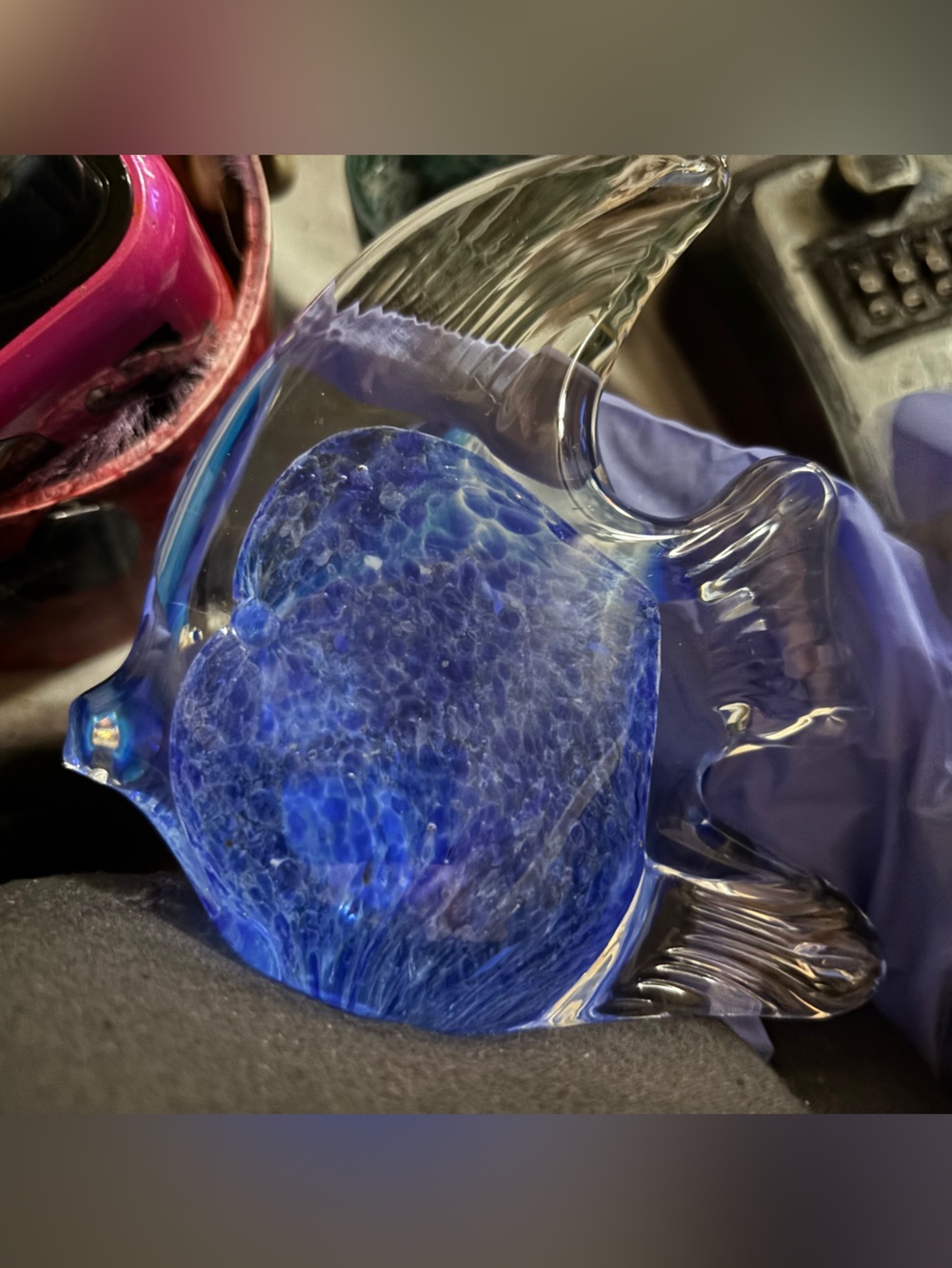 Handblown Blue Glass Fish Accent - Home Accents